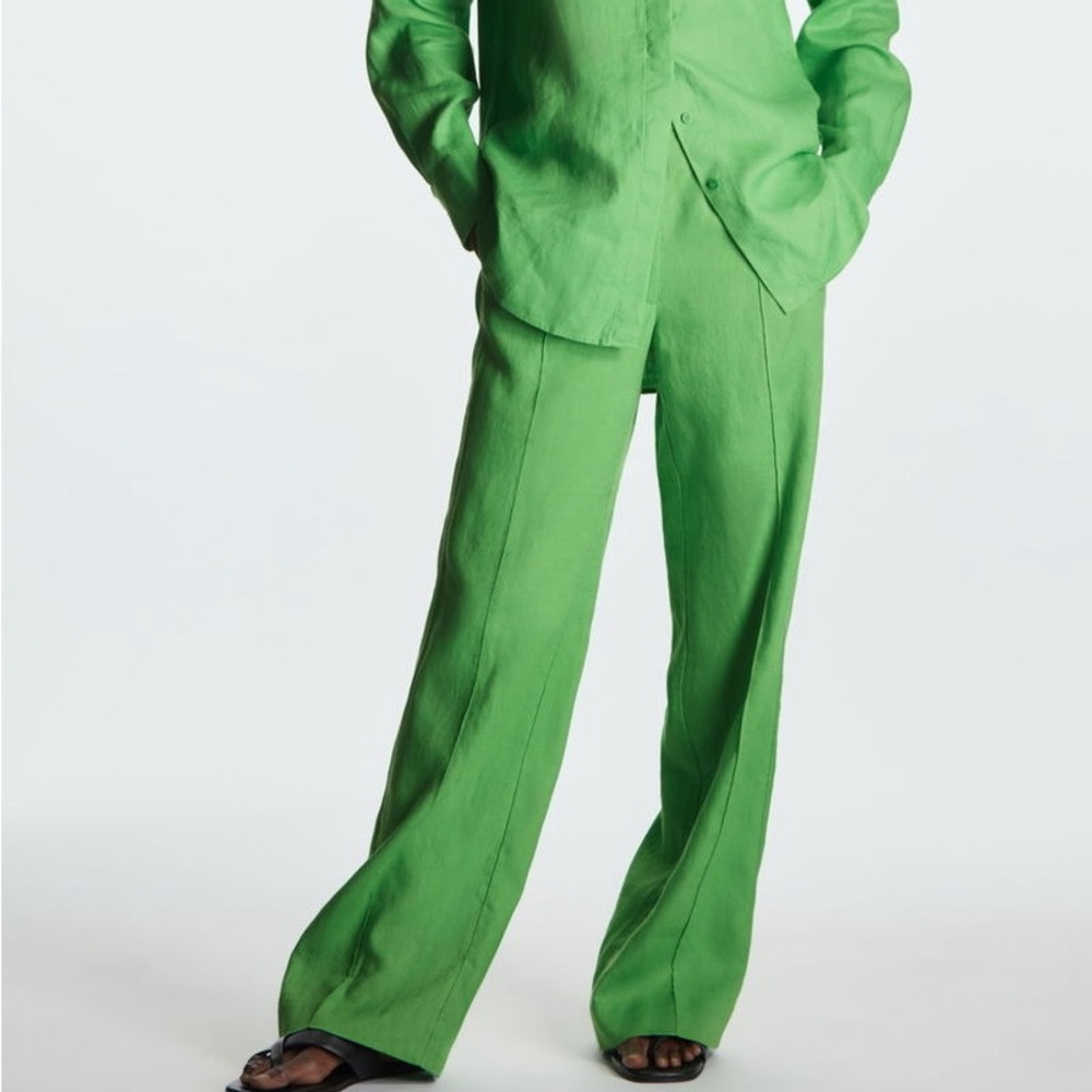 COS Sz 4 Green Linen Relaxed Casual Vacation Pants